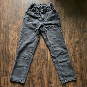 faded black pacsun paperbag waist mom jeans